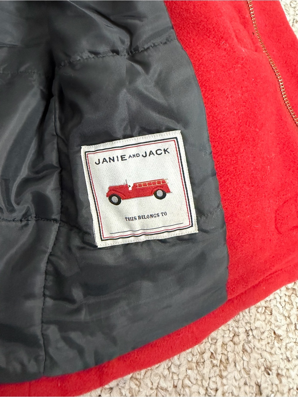 Janie and Jack Classic Red Kids' Toggle Pea Coat 4-5 - Picture 4 of 6